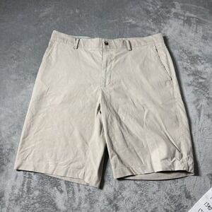 Tori Richard Mens Shorts 35‎ (Measures 36) Khaki Chino 10" Flat Front 5 Pocket